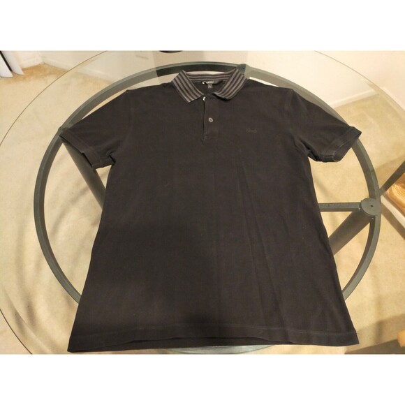 Gucci Rare Classic Striped Collar Black Polo T-Shirt Size Large - Picture 1 of 14